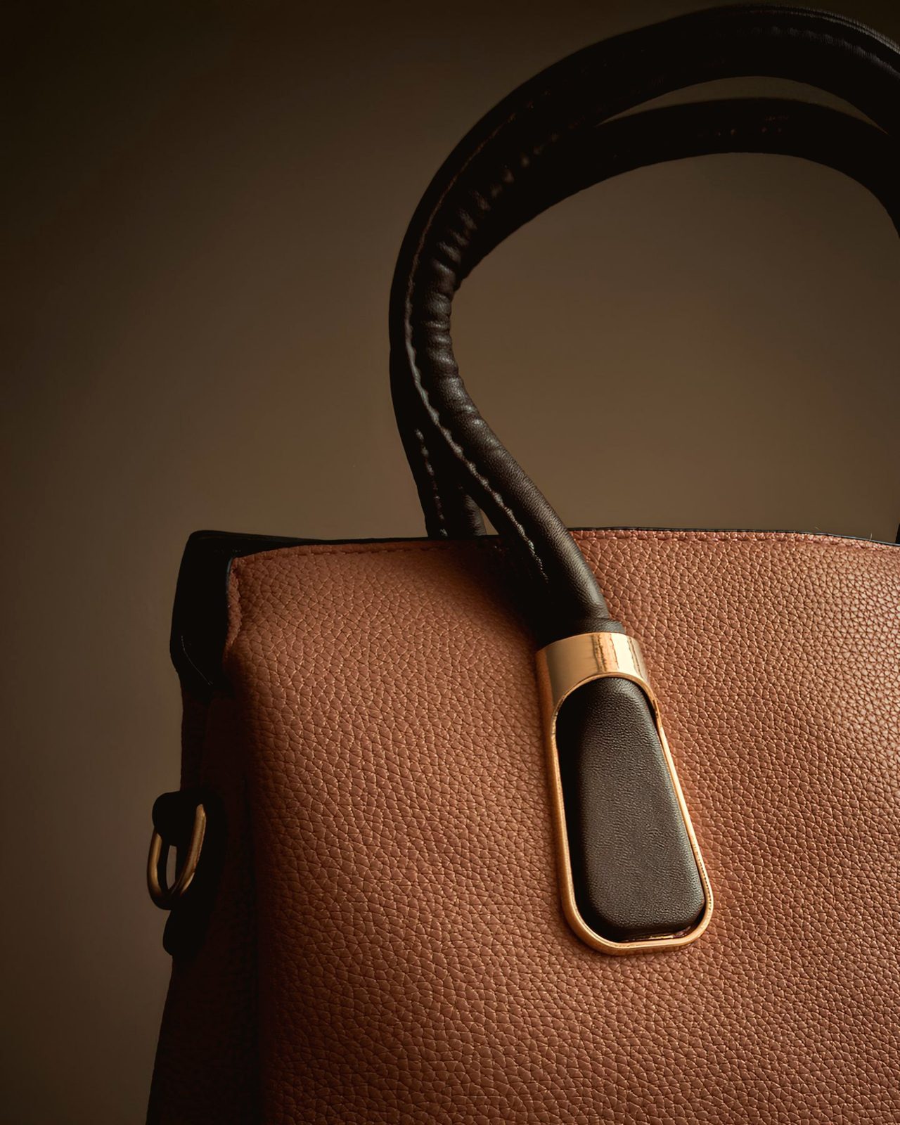 Leather bag detail with hand stitching