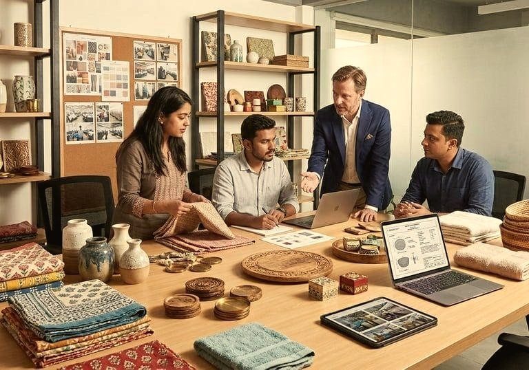 Buyer and manufacturers meeting around a table